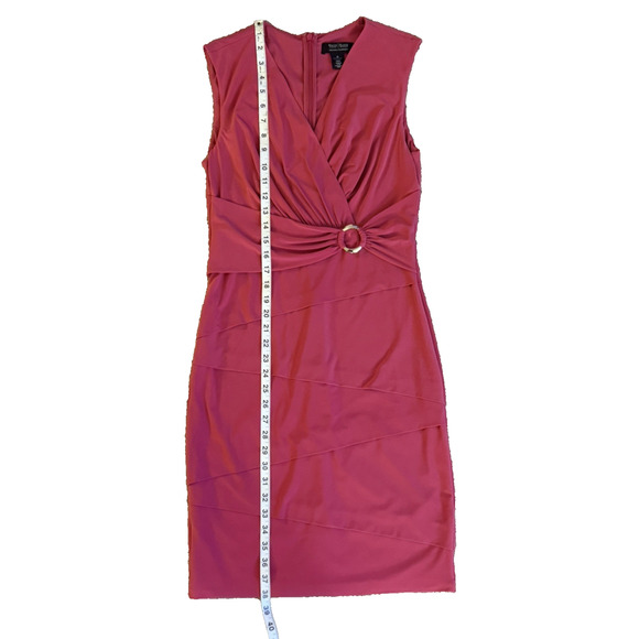 White House Black Market Dress Size 10 Hot Pink instantly slimming knee length - Picture 3 of 6
